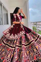 Digital Print With Real Mirror Work Chaniya Choli For Navratri