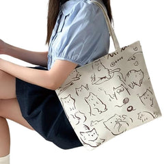 Large Capacity Canvas Tote Bag for Women – Stylish Shoulder Handbag with Inner Pocket for Travel, Office & Daily Use