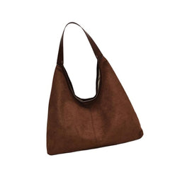 Women’s Suede Travel Tote Bag – Stylish Shoulder Purse for Work, Street, Vacation & Daily Use (Coffee)