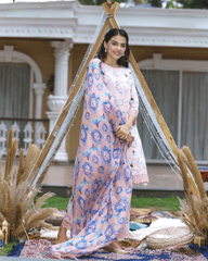 Coneflower Peach Printed Cotton Suit Set