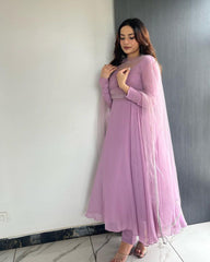 Pure Soft Georgette Hand Work Lace Anarkali Suit – 3-Piece Set