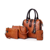 Women’s Handbag Set of 4 – PU Leather Tote, Crossbody Bag, Clutch & Card Holder