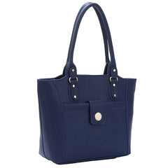 Women’s Multi-Use Shoulder & Handbag – Stylish Leather Look Office and School Bag (Black/Blue)