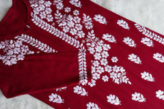 Amaira Maroon Rayon Kurta Pant set