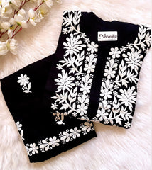 Cotton Thread Embroidery work Kurti Pant Set (Stitched)
