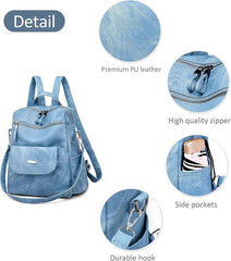 Women’s Faux Leather Convertible Backpack – Multi-Pocket Travel Shoulder Bag & Stylish Handbag for Daily Use