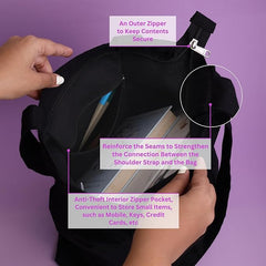 Premium Canvas Tote Bag for Women with Zip & Inner Pocket – Eco-Friendly Shopping, Office, Travel & Daily Use Handbag