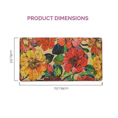 Women's Genuine Leather Two-Fold Clutch Wallet | Embossed Vintage Floral Design | Multi-Compartment Slim Purse