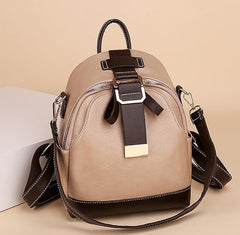 Women’s PU Leather Shoulder Backpack – Lightweight Waterproof Casual Daypack with Multi-Pocket Design