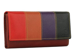 Women’s Multicolor Genuine Leather Wallet – Stylish Clutch with Zipper Closure & Card Holder Organizer
