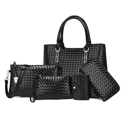 Women’s 5-Piece Handbag Set – Tote Bag, Shoulder Bag, Messenger Bag, Purse & Card Holder – Faux Leather