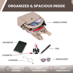 Women’s Small Travel Backpack – Lightweight Multi-Pocket Daypack with Smart Organization | Casual Shoulder Sling Handbag for Work, Office & Daily Use (25 × 30 × 14 cm)