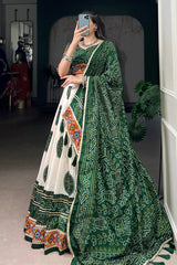 Gujarati Style Green Color Chaniya Choli For Navratri