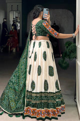Gujarati Style Green Color Chaniya Choli For Navratri