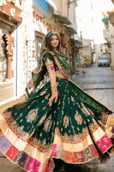 Rajasthani Look Navratri Special Green Chaniya Choli