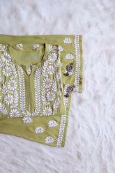 Amaira Olive Green Rayon Kurta Pant set