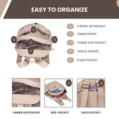 Women’s Small Travel Backpack – Lightweight Multi-Pocket Daypack with Smart Organization | Casual Shoulder Sling Handbag for Work, Office & Daily Use (25 × 30 × 14 cm)