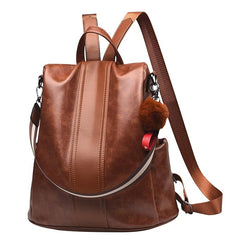 Women’s PU Leather Anti-Theft Backpack – Waterproof Travel Daypack with Shoulder Strap & Multi-Pocket Storage
