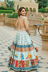 Traditional Sky Blue Chaniya Choli For Navratri