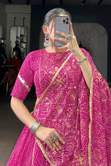 Pink Color Heavy Flair Chaniya Choli With Backless Blouse For Women