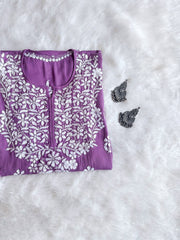 Safaa Dusty Mauve Long Modal Kurta