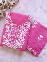 Cotton Thread Embroidery work Kurti Pant Set (Stitched)