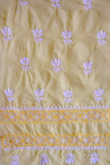 Pastel Yellow Cotton Cutwork Unstitched Kurta piece
