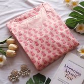 Peach Floral Sweetheart Kurta - Daily Essential