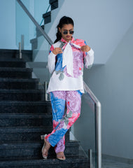 Floral Print Co-ord Set – White Fusion Elegance