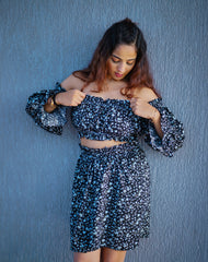 Noir Print Dress – Black Floral Elegance