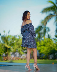 Noir Print Dress – Black Floral Elegance