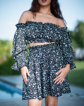 Noir Print Dress – Black Floral Elegance