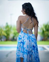 Sky Blue Dream Dress – Effortless Charm in Cloud Print