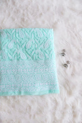 Sea Green Cotton Cutwork Unstitched Kurta piece