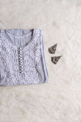 Duaa Pastel Grey Long Modale Kurta