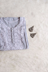 Duaa Pastel Grey Long Modale Kurta