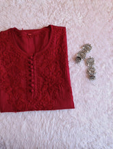 Aayat Red Rose Cotton Kurta