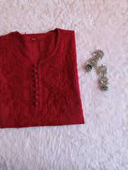 Aayat Red Rose Cotton Kurta