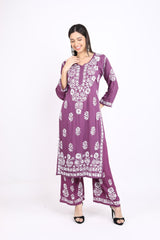 Lali Modal Chikankari Kurti Set