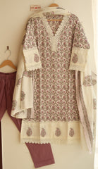 Floral Whispers Embroidered Three-Piece Cotton Suit Set - Blend of Fun