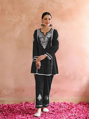 New Chikankari Exclusive Kurti_Pent Pair (Black) 15