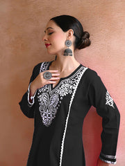New Chikankari Exclusive Kurti_Pent Pair (Black) 15