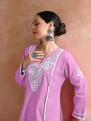 New Chikankari Exclusive Kurti_Pent Pair (Pink) 22