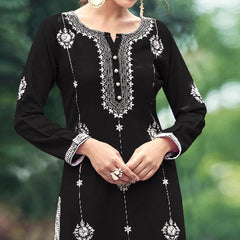New Chikankari Exclusive Kurti_Pent Pair (Black) 14