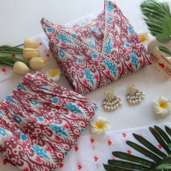 Slim Fit Ikat Suit Set in Chocolate Hue