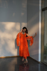 Faux Georgette Ruffle Flair Anarkali Suit