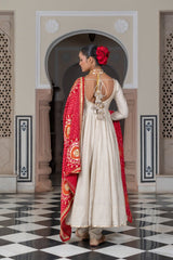 Elegant Roman Silk Anarkali Gown