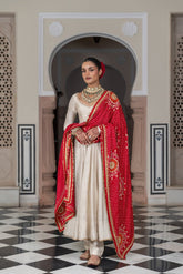 Elegant Roman Silk Anarkali Gown
