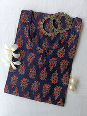 "Neela" ajrakh hand block printed cotton Kurta