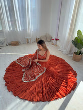 Stunning Orange Georgette Five-Layer Ruffle Anarkali Suit with Embroidered Dupatta – Festive & Party Wear